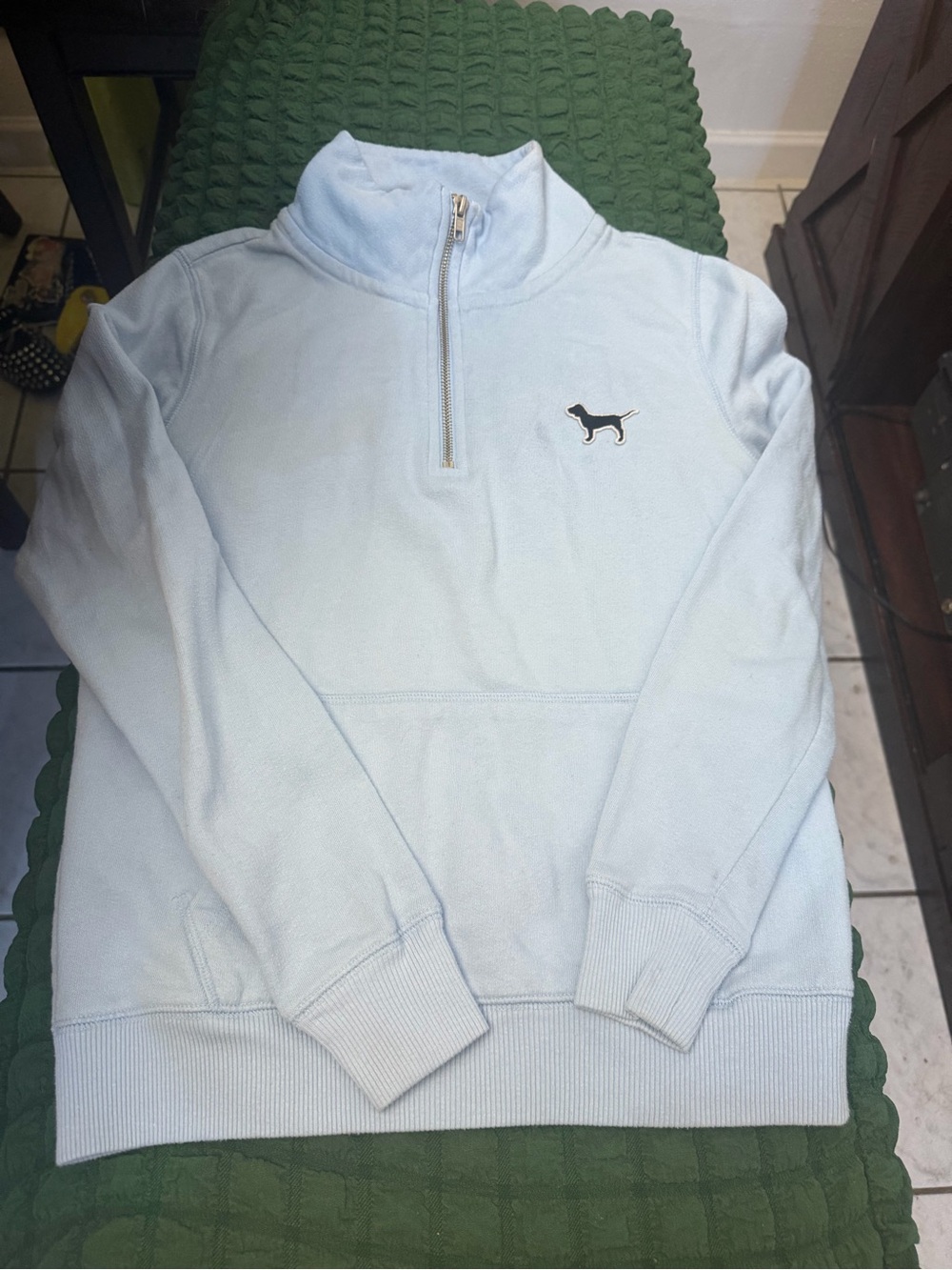 PINK Victoria's Secret Pale Blue Half-Zip Pullover